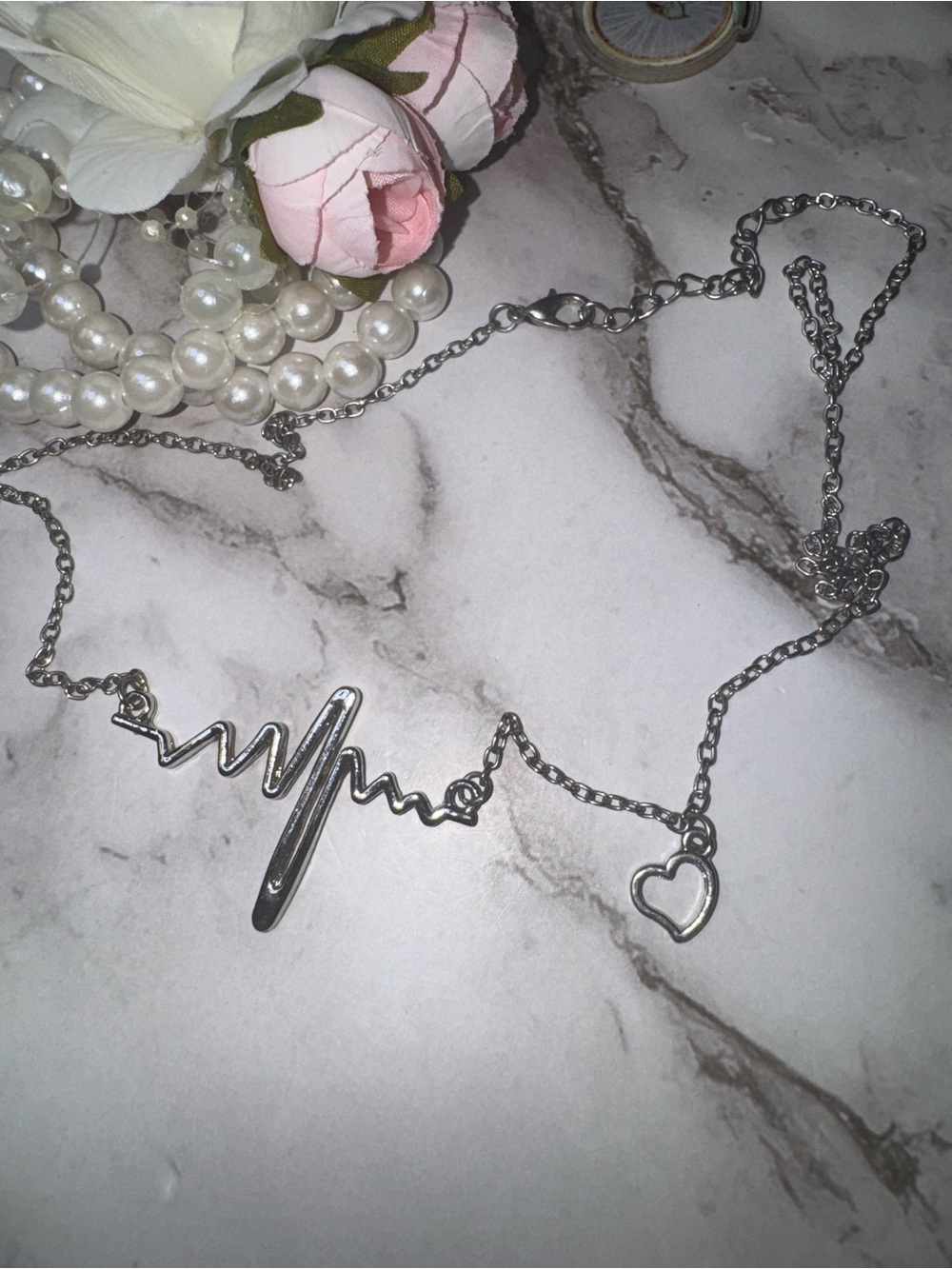 Stainless steel Heart & EKG Pendant Necklace - Women Jewelry